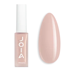 JOIA Vegan Nail Care Polish 4-in-1 03 Caramel Veil 8ml – bottle and painted tip