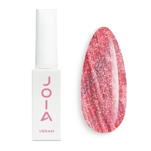 JOIA Vegan Cat Eye Gel Polish 04CE Signal Trace 6ml – bright berry pink – bottle and painted tip