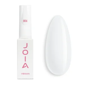 JOIA Vegan Gel Polish 004 Clean Bright White 6ml — bottle with painted nail tip