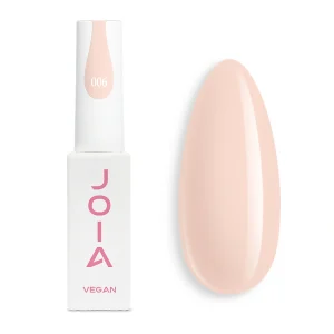 JOIA Vegan Gel Polish 006 Soft Creamy Peach Nude 6ml — bottle with painted nail tip