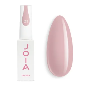 JOIA Vegan Gel Polish 011 Soft Dusty Pink Nude 6ml — bottle with painted nail tip