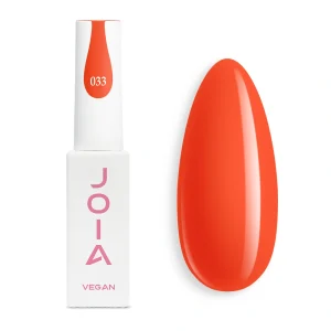 JOIA Vegan Gel Polish 033 Tangerine Orange 6ml — bottle with painted nail tip