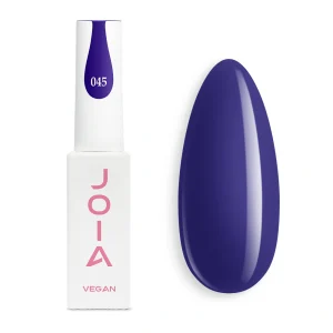 JOIA Vegan Gel Polish 045 Deep Navy Blue 6ml — bottle with painted nail tip