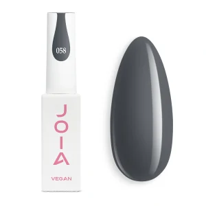 JOIA Vegan Gel Polish 058 Graphite Grey 6ml — bottle with painted nail tip