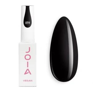 JOIA Vegan Gel Polish 059 Jet Black 6ml — bottle with painted nail tip