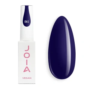 JOIA Vegan Gel Polish 061 Midnight Indigo 6ml bottle with painted nail tip