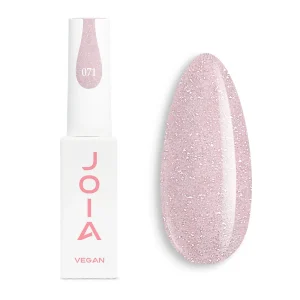 JOIA Vegan Gel Polish 071 Soft Pink Glitter 6ml bottle with painted nail tip